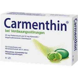 CARMENTHIN Weichkapseln bei Verdauungsstörungen - Arzneimittel zur Linderung von Verdauungsbeschwerden. Mit Pfefferminz- und Kümmelöl, ideal bei Blähungen und Völlegefühl. Für Erwachsene und Jugendliche ab 12 Jahren.
