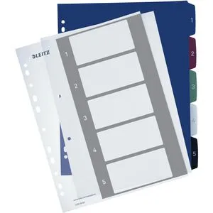 Leitz Register 1235 Style, A4 Überbreite, 1-5, Kunststoff, 5-teilig, vollfarbig, PC-beschriftbar