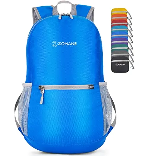 ZOMAKE Ultraleicht Faltbarer Rucksack Packbare Backpacks 20 L, Kleiner Faltbar Rucksäcke Wanderrucksack Wasserdicht für Damen Herren Outdoor Wandern (Dunkelblau)