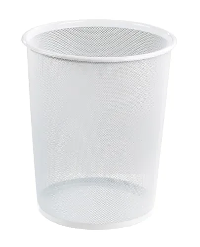 Home4You Papierkorb - 20 Liter - H 33 cm - Weiß - Metallgeflecht - Papiereimer Büroeimer Papiermülleimer