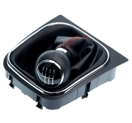 L & P Car Design Schalthebel Set für VW EOS Jetta Golf 5 + 6 Scirocco - Schaltknauf Set mit Schaltsack und Rahmen in rot|schwarz, Plug&Play Montage für einen sportlichen Look im Innenraum.