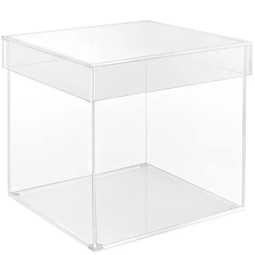 Belle Vous 5-Seitige Acrylbox mit Deckel - 20 x 20 x 20,5 cm - Motorradreifen - Elegante und transparente Aufbewahrungsbox für Schmuck und Sammlerstücke, ideal für Hochzeiten und kreative Bastelprojekte.