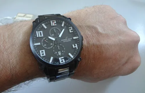 JL Pierre Petit Massiv-Herren-Chronograph Automatik Valjoux 7750 BLACK #P791 + B