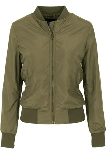 Urban Classics Damen Light Bomber Jacket – leichte Übergangsjacke im Regular Fit aus Polyester mit Reißverschluss und Rippbündchen für Freizeit und Streetwear,Olive,XL