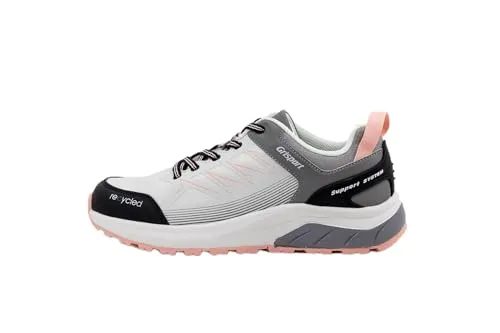 Grisport Unisex - Kinder, Jungen,Mädchen, Outdoor Schuhe, Sport- & Outdoorschuhe,Wechselfußbett,Trailrunning-Schuhe,Grau-Pfirsch,37 EU / 4 UK