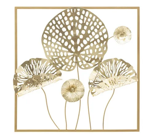 Mauro Ferretti Wandpaneel Goldene Blumen 50x5x50 cm - Elegantes Wandpaneel mit goldfarbenem Blumenmuster, ideal für Wohnzimmer, Schlafzimmer und Flur. Verleiht jedem Raum einen Hauch von Luxus und Stil.