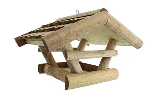 Vogelhaus Futterhaus Vogelvilla Vissel aus Echtholz Dach aus Echtholzschindeln