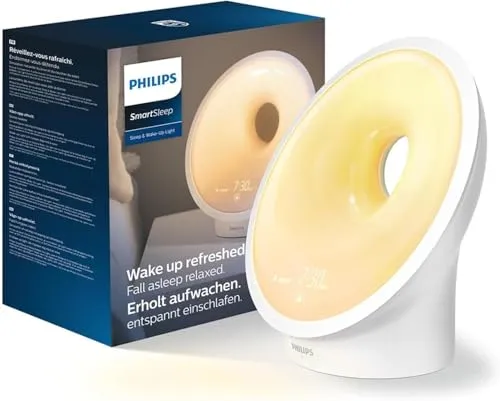 Philips Sleep & Wake-up Light HF3651/01 - Wecker & Radiowecker mit farbiger Sonnenaufgangssimulation, 25 Lichtstärken und Entspannungsfunktion für einen sanften Start in den Tag.