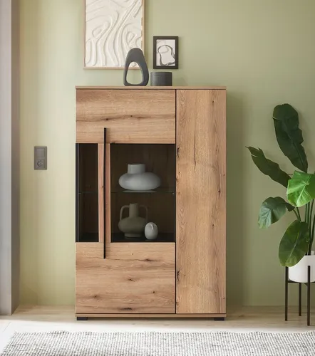 INOSIGN Vitrine Cantara – Moderner Vitrinenschrank in Eiche oder Weiß