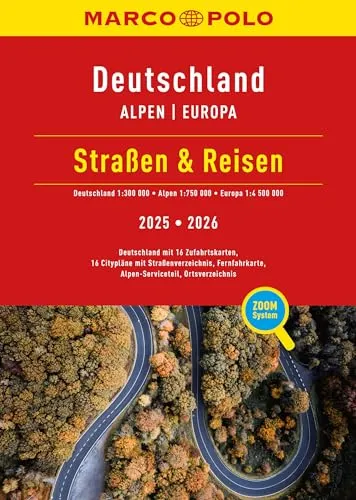 MARCO POLO Straßen & Reisen 2025/2026 Deutschland 1:300.000: Alpen 1:750.000, Europa 1:4,5 Mio. (MARCO POLO Reiseatlas)