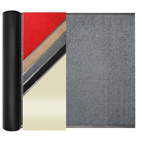 Primaflor Sauberlauf nach Maß - CLEAN, Grau-Anthrazit, 1,20m x 7,50m - Rutschfester Schmutzfangläufer aus 100% Polyamid, ideal für stark beanspruchte Eingänge. Zuschneidbar, schwer entflammbar und mit Gummirändern für zusätzliche Sicherheit. Perfekt für ein einheitliches Design im Flur.