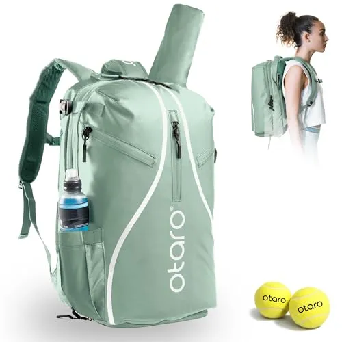 Otaro Tennisrucksack Pro 42L mit Schuhfach für 2 Schläger in grün von Otaro