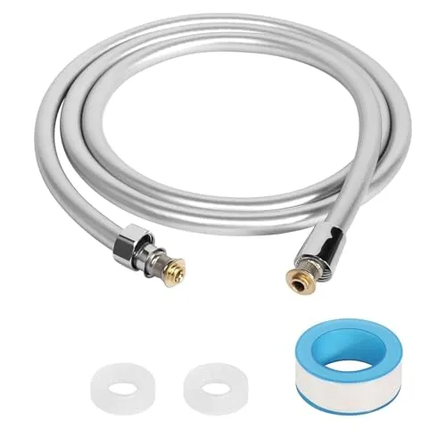Duschschlauch 2m, Universal Brauseschlauch Duschschlauch G1/2 Zoll Silber Duschschläuche mit Verdrehschutz, Flexible PVC Hochdruck Duschrohr für Badarmaturen Ersatz