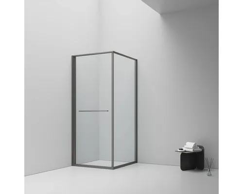 Belvit Eckdusche mit Schiebetür nach innen spart Platz, 6 mm starkes Anti-Kalk-Glas, BxT: 90x90 cm, ESG-Sicherheitsglas (nach EN 1250-1) mit Nano-Beschichtung, Spar-Set, ohne Duschwanne, leises & hochwertiges Schienensystem, Links oder Rechtsmontage möglich