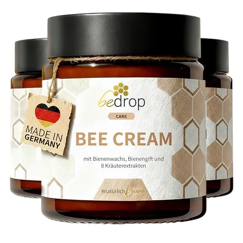 bedrop Bee Cream Bienengiftsalbe - Hochdosierte Bienengiftcreme mit Bienenwachs & Kräuterextrakten (3x 100g Sparset) - Cremes: Hochdosierte Bienengiftcreme mit kühlenden und wärmenden Eigenschaften, ideal zur Unterstützung von Rücken, Gelenken und Muskeln.