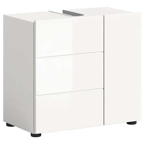 Waschbeckenunterschrank Vechtesee - Weiß, 60cm - Schränke - Badschränke - Waschbeckenunterschränke. Zeitloses Design in Weiß mit ausreichend Stauraum und praktischem Siphonausschnitt.