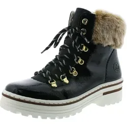 Rieker Damen Stiefeletten Schnürboots Z8142-01, Warmfutter und Wechselfußbett - Wanderschuhe mit warmem Fleece-Innenfutter, rutschfester Sohle und individuellem Sitz durch Schnürung und Reißverschluss. Ideal für kalte Tage!