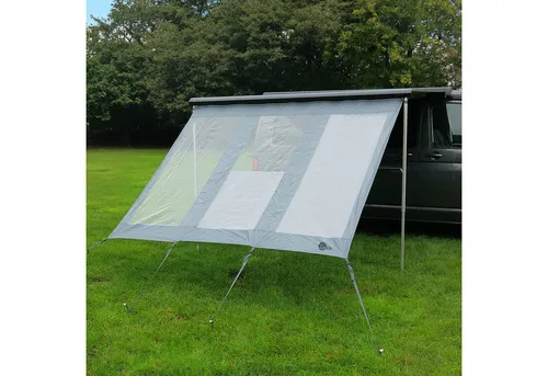 your GEAR Panorama Wall 2,4 x 2 m - Wetterfeste Markisenvorderwand - Caravan-Zubehör mit 3 großen Panoramafenstern, UV 50+ Schutz und wasserdichtem Material für optimalen Schutz vor Sonne, Wind und Regen beim Camping.
