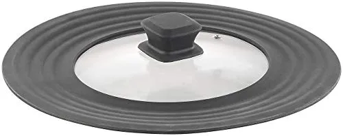 Rosenstein & Söhne Universal Deckel: Universal-Silikonrand-Glasdeckel für Töpfe & Pfannen mit Ø 18-28 cm (Topfdeckel, Pfannendeckel, Küchenhelfer)
