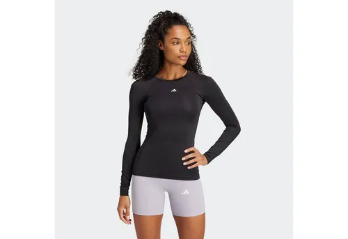 adidas Damen Techfit Longsleeve Training Top, Schwarz, Größe L - Longsleeve für Damen mit AEROREADY-Technologie, die Feuchtigkeit ableitet und die Muskelkraft bündelt. Ideal für intensives Training, bietet UV-Schutz und hohen Tragekomfort.