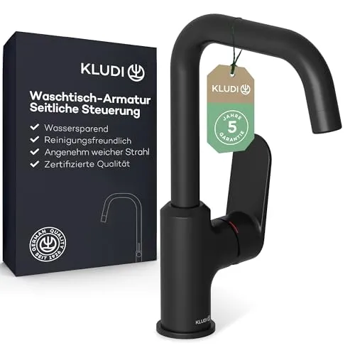 KLUDI-X1 Waschtischarmatur Schwarz Matt, 360° schwenkbar von Kludi