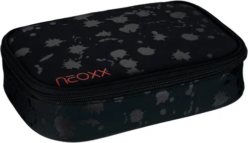 neoxx Schreibgeräteetui Schlamperbox, Dunk, Splash Black - Federmäppchen mit praktischen Stiftschlaufen und Reißverschluss-Innentasche, ideal für Schule und Büro, aus robustem Polyester gefertigt.