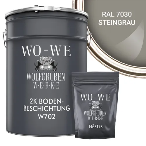 WO-WE Bodenversiegelung 2K Garagenfarbe Bodenbeschichtung W702, 2,5-20Kg, Seidenglänzend, Epoxidharz