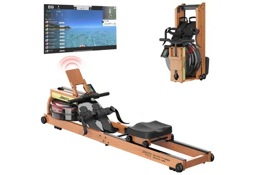 JOROTO Rudergerät für Zuhause Wasserrudergerät aus Holz, aus Eiche, Klappbares Rudergerät mit Bluetooth Monitor