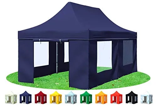Stabilezelte Faltpavillon 3x6 Meter Prof. Plus+ mit Fensterseiten Blau