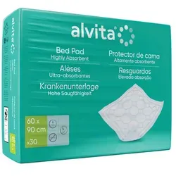 Alvita Krankenunterlage 60x90cm - 30 ST - Arzneimittel für optimalen Hygiene-Schutz, mit diamantförmiger Prägung für beste Saugleistung und Flüssigkeitsverteilung.