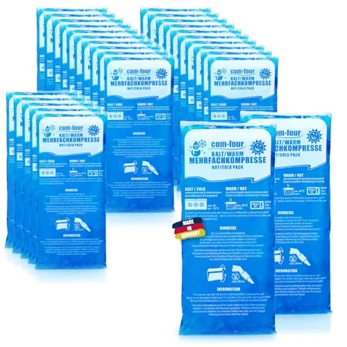 com-four® 25x Große Mehrfach-Kompressen 29 x 12 cm, Warm und Kaltkompressen, Kühlpads - Kühlpack mikrowellengeeignet - Made in Germany (25 Stück - XL)