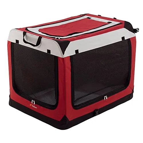 Ferplast Hunde Transportbox, Faltbare Hundehütte, wasserabweisend, tragbar, transportabel, Metallrahmen, Griffen, Taschen, Größe XL, 81 x 58 x h 58 cm.