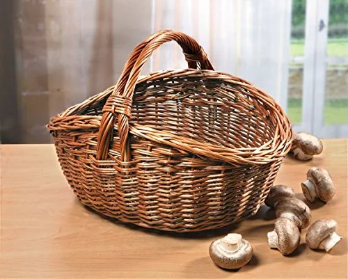 Dekoleidenschaft Tragekorb aus Weide, natur, 40x32 cm - Einkaufskorb aus geflochtener Vollweide, ideal für Picknicks oder Pilze sammeln. Handgefertigt und vielseitig einsetzbar, Maße: 40x32 cm, Gesamthöhe 29 cm.