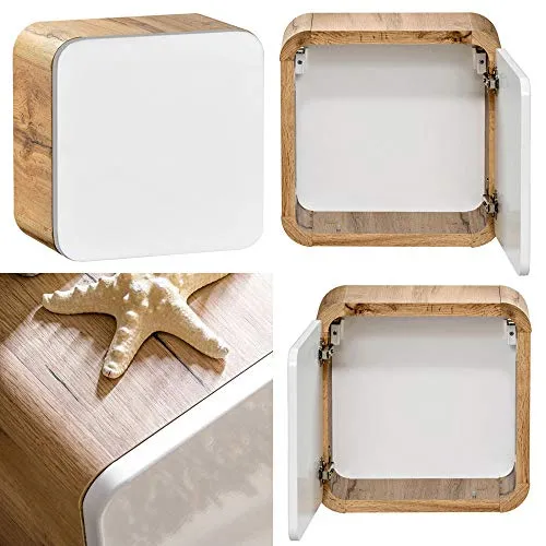 Lomadox Badmöbel Hängeschrank LUTON-56 Hochglanz weiß in weiß von Lomadox