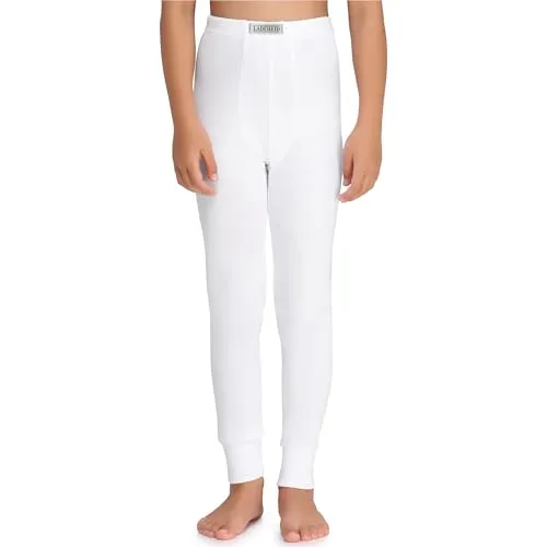 Ladeheid Thermounterhose Kinder Termo warm und bequem Lange Unterhosen Jungen aus Baumwolle Knöchellänge für Winter und kalte Tage Alltag Schule Outdoor LA40-248 (Weiß, 134)