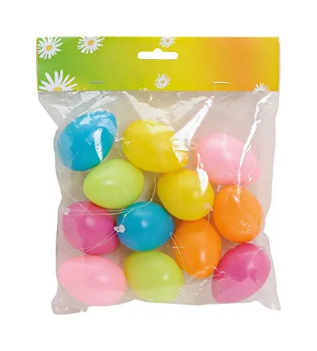 foolonli Ostereier Eier Bunt 6 cm 12er Set 6 Uni aus Kunststoff