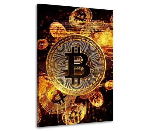 Artedinoi Leinwandbild Bitcoin Abstract Gold Wandbild Leinwandbild Kunst XXL Deko
