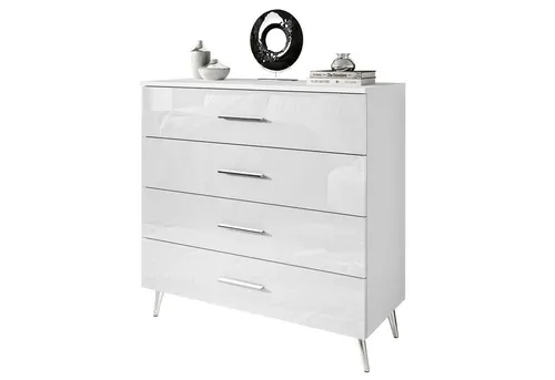Lookway Kommode AURA 4S Weiß mit eleganten Griffen in weiß von Lookway