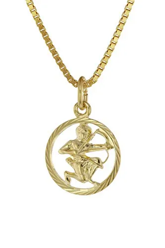 trendor Kette mit Anhänger Sternzeichen Schütze 333 Gold - Elegante Goldkette mit 8-karätigem Sternzeichen-Anhänger Schütze, ideal als persönliches Geschenk. Hergestellt in Deutschland, inklusive Pflege-Tuch und Geschenkpackung.