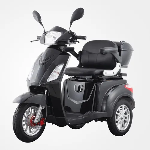 Seniorenmobil Elektro-Roller Vista T408 1000W Schwarz - 3-Rad Elektromobil mit Straßenzulassung, leistungsstark und komfortabel für den täglichen Einsatz. Maximale Reichweite von 100 km und belastbar bis 140 kg.