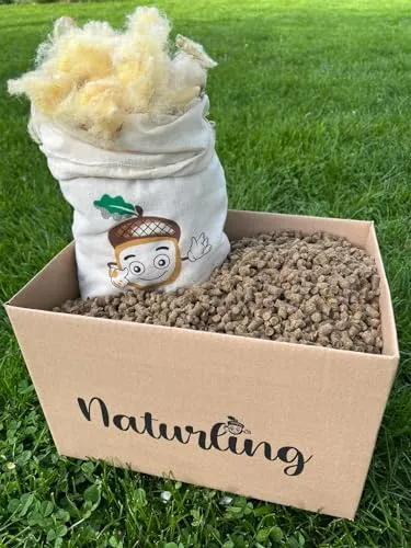 naturling Schafwollpellets Natur 3,5kg - Bio Langzeitdünger - Universaldünger aus 100% Schafwolle, ideal für Garten und Gemüsebeet. Organischer Langzeitdünger mit natürlichem Wasserspeicher und Schneckenschutz.