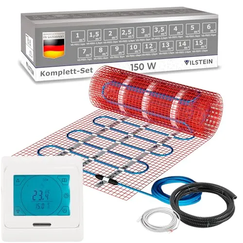 VILSTEIN® Elektrische Fußbodenheizung [150W/m²] - Bodenheizung Elektrisch geeignet für Laminat, Fliesen & mehr - Elektro Fussbodenheizung - Elektrische Heizmatte Fußboden - (7x0.5m - 3.5qm)