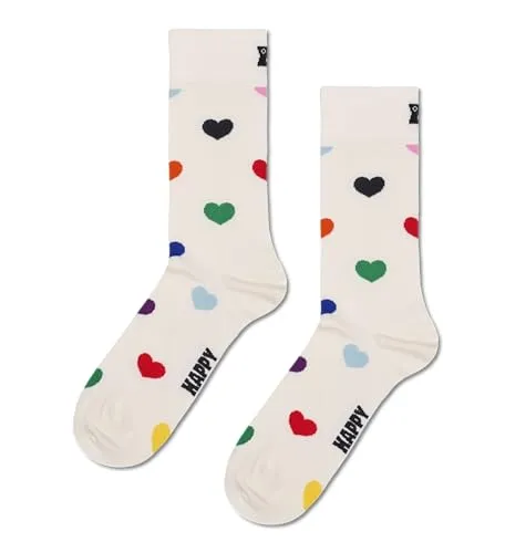 Happy Socks Pride Heart Baumwolle Socken Damen Herren Weiß 36-40