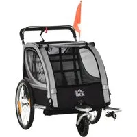 Homcom 2-in-1 Kinderfahrradanhänger, Grau