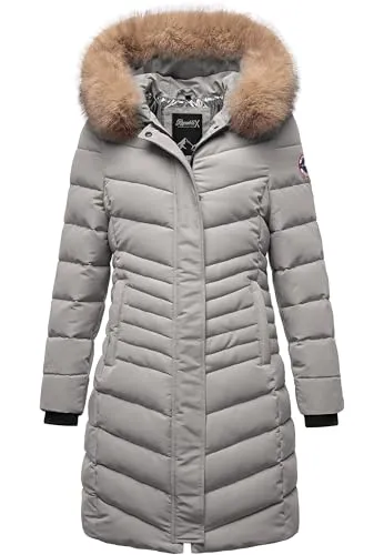 REPUBLIX Damen Gefütterte Dicke Glanz Winterjacke RJ-8015 Grau M - Elegante Damen Winterjacke von REPUBLIX – wärmend und pflegeleicht aus 100% Polyester. Mit Kunstfellkragen und Kapuze für zusätzlichen Schutz. Perfekt für Alltag und Freizeit, mit praktischen Reißverschlusstaschen.