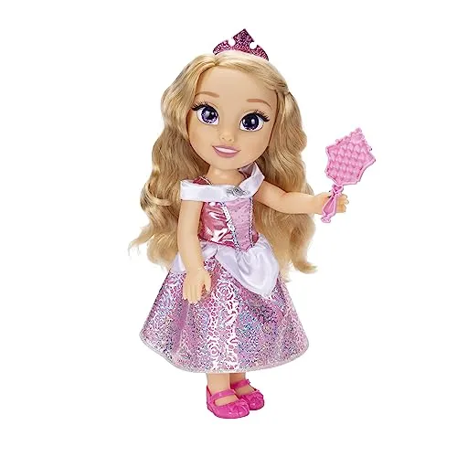 Disney Princess Aurora Puppe 35cm - Puppen mit reflektierenden Glitzeraugen und beweglichen Gelenken, ideal für kreative Rollenspiele und ab 3 Jahren geeignet.