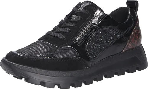 Waldläufer Damen Sneaker Low H-Ajala-Soft Schwarz 38 - Damen-Schnürhalbschuhe mit herausnehmbarer Decksohle, ideal für lose Einlagen und hohen Tragekomfort dank flexibler Laufsohle.