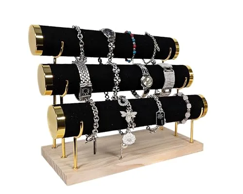 Yudu 3er Schmuckständer Schmuckhalter für Uhren Armband mit Metallträger schwarz