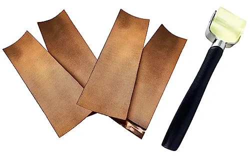 WELDINGER Set Dachrinnenpflaster Kupfer 250x80 mm (4 Stück) + Andrückrolle Silikon