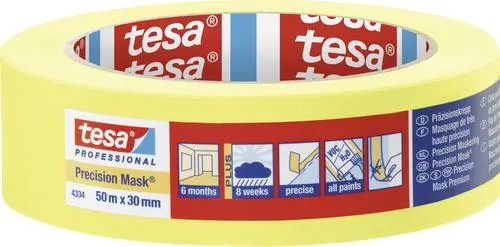 Tesa PRECISION 04334-00002-00 Kreppband Präzisionskrepp Gelb (L x B) 50m x 30mm 1St.